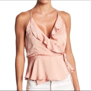 Astr pink satin wrap cami